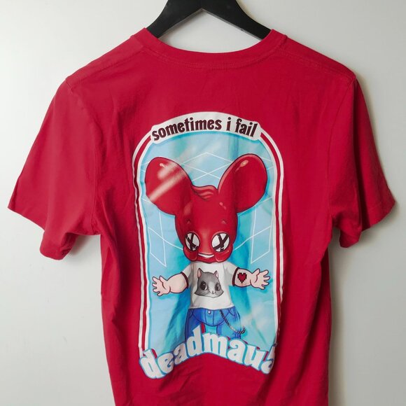 Deadmau5 DJ T Shirt Red Medium M Graphic Tee Short Sleeve 100% Cotton Solid Logo - Picture 7 of 15